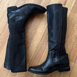 Frye Melissa Scrunch Tall Black Leather Boots 3477109- New